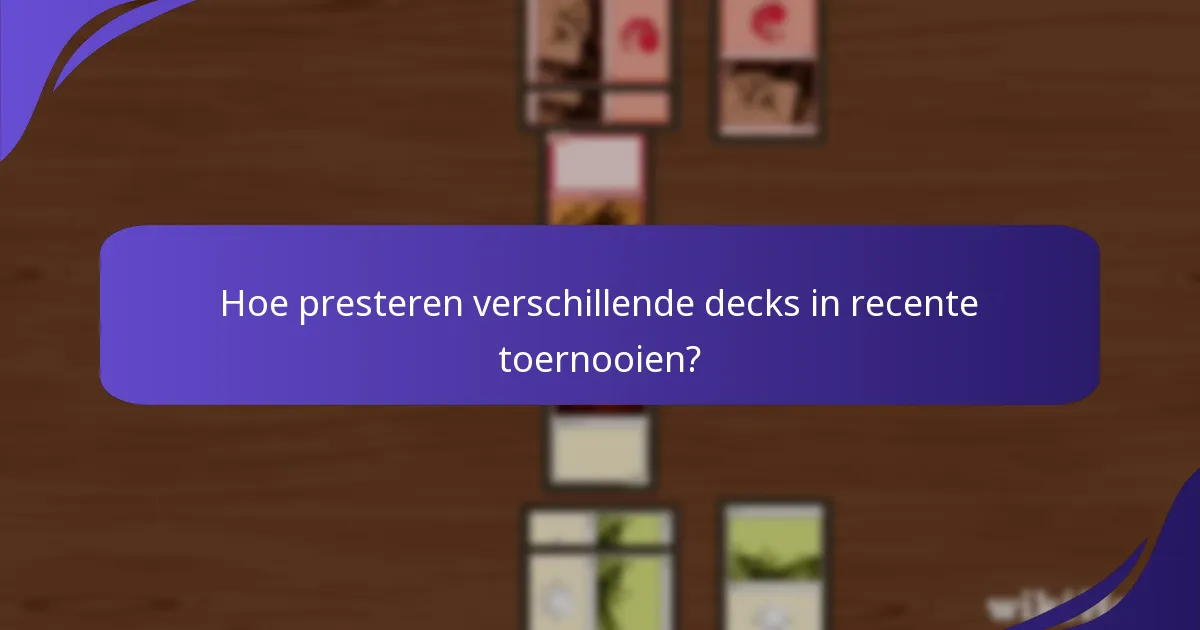 Hoe presteren verschillende decks in recente toernooien?